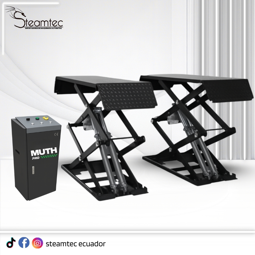 Elevador tijera perfil bajo 3 toneladas MUTH para taller automotriz