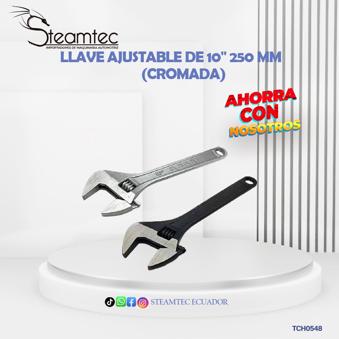 Llave Ajustable de 10 250MM (Mango Caucho) - Steamtec Ecuador
